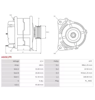 Alternateur 12V 100A Bosch 0986082350 114694