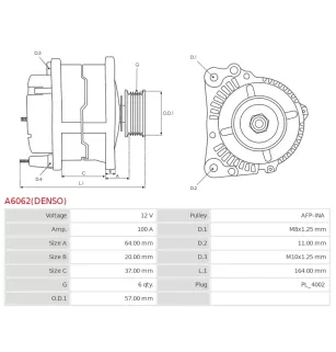 Alternateur 12V 100A Toyota DRA0888 104210-2300