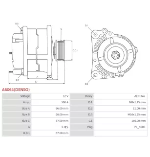 Alternateur 12V 100A Toyota 104210-2470 DAN1015