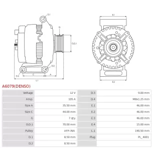 Alternateur 12V 105A Bosch 0986082050 114208