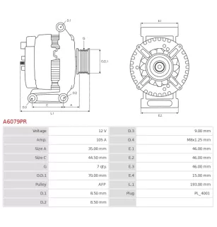 Alternateur 12V 105A Bosch 0986082050 114208