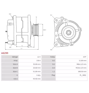 Alternateur 12V 130A Toyota UD11507A 104210-5520