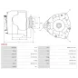 Alternateur 12V 80Amp AS-PL A6104, CARGO 112356, DELCO DRA3517, DENSO 101211-5260, 101211-5261