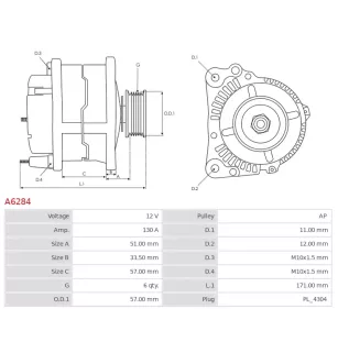Alternateur 12V 130A Denso UD11478A 104210-3280