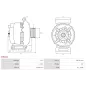 Alternateur 12V 150Amp AS-PL UD11374A, DELCO 10396863, 12846, DENSO 104210-5390, TOYOTA 2706050390, CASCO CAL40A35AS