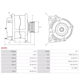 Alternateur 12V 130A Toyota UD11492A 104210-4030