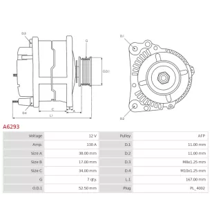 Alternateur 12V 130A Toyota UD11494A 104210-4060