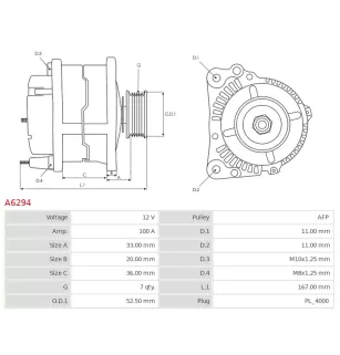 Alternateur 12V 100A Denso UD11496A 104210-2070