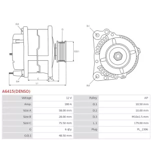 Alternateur 12V 180A Denso UD810088 12317640132