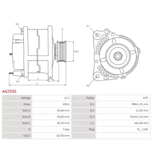 Alternateur 12V 100A Denso UD90357A DRA1094