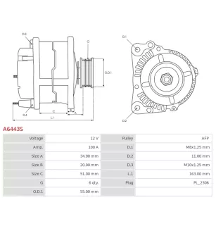 Alternateur 12V 100A Toyota UD14179A 104211-3501