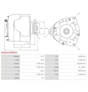 Alternateur 12V 55A Bosch UD805000 0986039501