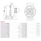 Alternateur 12V 180Amp AS-PL UD90001A, DENSO 04727-866AB, 104210-6090, KUHNER 553924RI, 553924RIK