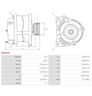 Alternateur 12V 140A Bosch UD15384A 0986CR0305