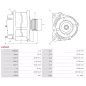Alternateur 12V 130Amp AS-PL UD15393A, DELCO DA2473, DRA1363, DENSO 104210-1070, SUZUKI 31400-59L00, 31400-59L01