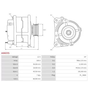 Alternateur 12V 100A Bosch UD20709A 0986082060