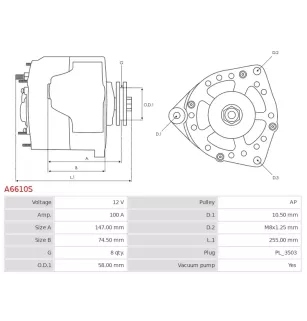 Alternateur 12V 100A Delco UD16861A 38522237F