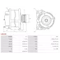 Alternateur 12V 115Amp AS-PL A6628S, UD90361A, DELCO DA2568, DRA1458, DENSO 021080-2370, 104211-3480, 104211-3481, DAN1319