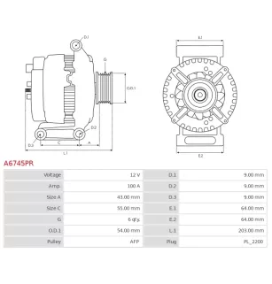 Alternateur 12V 100A Elstock 101210-0960 13222935