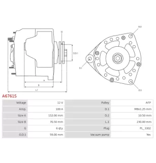 Alternateur 12V 100A Denso UD101024A 114201