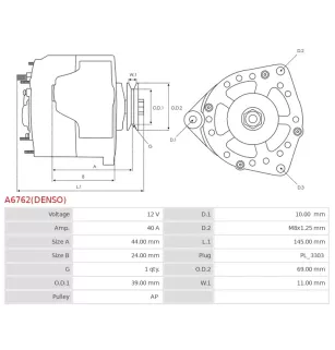 Alternateur 12V 40A Denso UD810277 114085