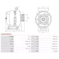 Alternateur 12V 140Amp AS-PL UD808804(DENSO)A, DENSO 104211-8550, 104211-8551, DAN1331, OPEL 1202302, 1202303, 1202386