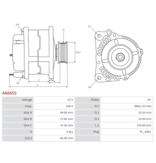 Alternateur 12V 100A Toyota UD21011A 104210-3590