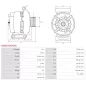 Alternateur 12V 150Amp AS-PL UD805267(DENSO)A, DELCO DA2874, DRA1764, DENSO 021080-1280, 104210-2830, 104210-2831, 104210-2832