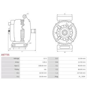 Alternateur 12V 130A Denso UD30056A 115792
