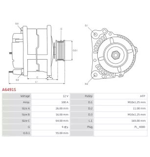 Alternateur 12V 100A Prestolite UD14837A 104210-2630