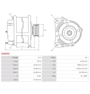 Alternateur 12V 130A Toyota UD30159A 104210-3650
