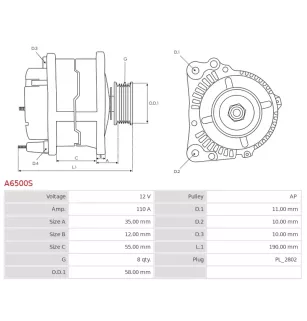 Alternateur 12V 110A Denso UD15014A 114405