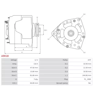 Alternateur 12V 110A Bosch A9018 0986049500