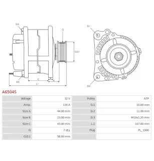 Alternateur 12V 135A Denso UD14843A 104211-3470