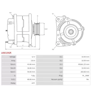 Alternateur 12V 110A Bosch 0986080640 113792