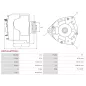 Alternateur 12V 95Amp AS-PL UD01574A, CARGO 114514, ISKRA / LETRIKA 11.201.830, AAK5157, IA0830, MAHLE MG 108