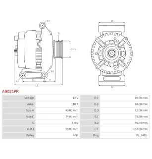 Alternateur 12V 110A Bosch 0986045370 113913