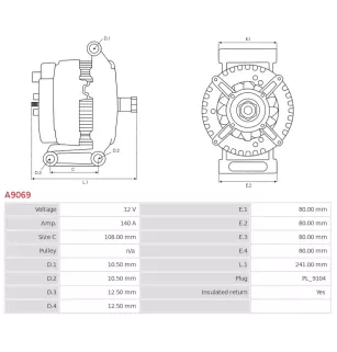 Alternateur 12V 140A Prestolite UD01190A 113766