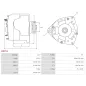 Alternateur 12V 120Amp AS-PL A9151, UD13074A, CARGO 115608, FIAT 87371504, ISKRA / LETRIKA 11.203.434, AAK5581, IA1286