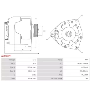 Alternateur 12V 120A Bosch 0986049550 113328