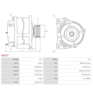 Alternateur 12V 100A Denso UD10927A 104210-3620