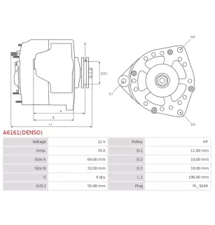 Alternateur 12V 70A Bosch 0986080560 114462