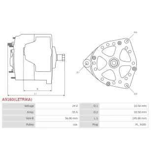 Alternateur 24V 55A Delco UD11848 114464