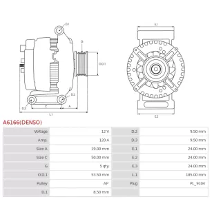 Alternateur 12V 120A Bosch 0986083280 1986A01358