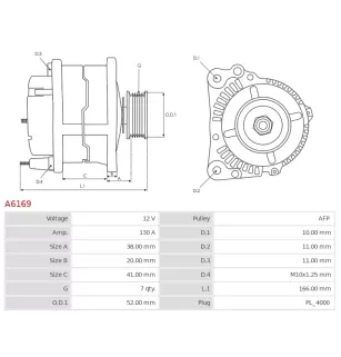 Alternateur 12V 130A Toyota UD01165A 104210-4280