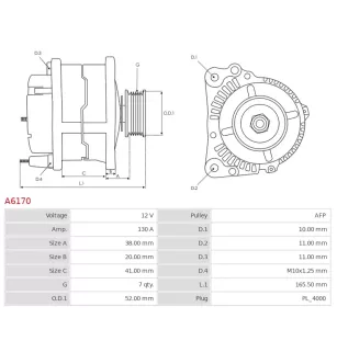 Alternateur 12V 130A Toyota UD01166A 104210-4611