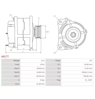 Alternateur 12V 120A Krauf UD12532A 5266781