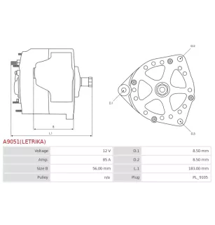 Alternateur 12V 85A Iskra 73327986 11.201.666