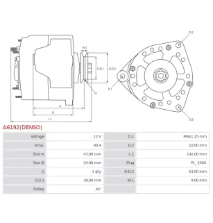 Alternateur 12V 40A Bosch 0986037271 125564A1