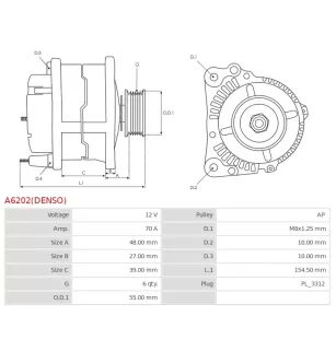 Alternateur 12V 70A Bosch 0986080590 114005